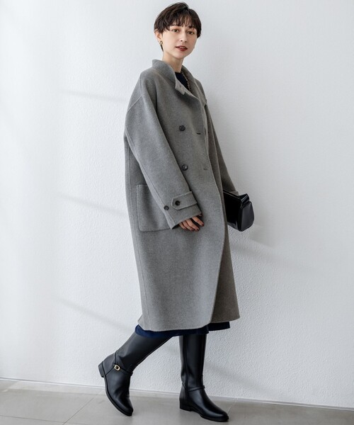 23区（ニジュウサンク）の「MANTECOPureリバー スタンドカラーコート（その他アウター・レディース・ブラック系/グレー系・38）」の7枚目の写真