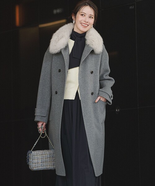 23区（ニジュウサンク）の「MANTECOPureリバー スタンドカラーコート（その他アウター・レディース・ブラック系/グレー系・38）」の22枚目の写真