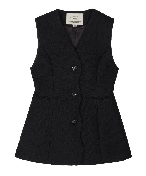 美品【アメリ】WAVE COLLAR ANGULAR VEST ベスト　黒 Ameri（アメリ）の「WAVE COLLAR ANGULAR VEST（ベスト）」 - WEAR