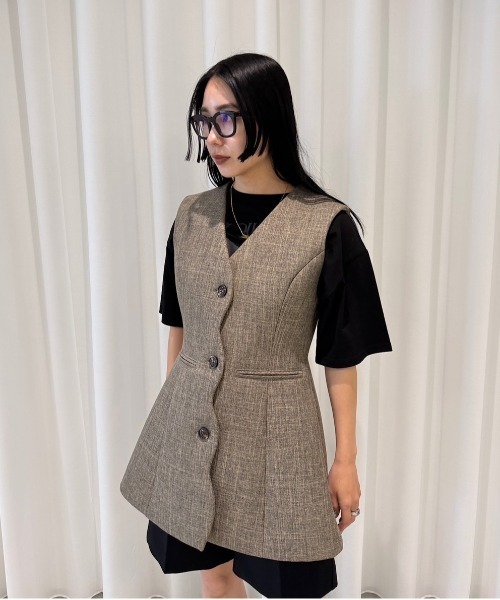 AMERI ブラック ストライプ ベスト 【Ameri VINTAGE】 Ameri VINTAGE ブラックストライプ バルーンスリーブ シャツ