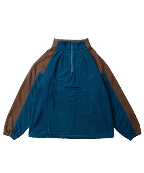 Bi Fleece Pullover Teal-blue×Brown
