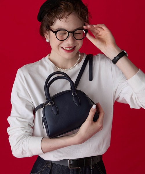 BONLECILL Marche（ボンルシールマルシェ）の「【BONLECILL Marche】2way ミニボストン／ショルダーバッグ（ショルダーバッグ・レディース・レッド/アイボリー/ブラック/ベージュ/ネイビー/ブラウン・FREE）」の5枚目の写真