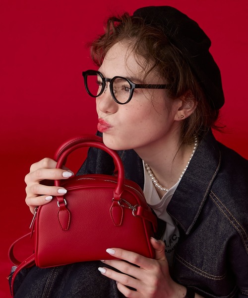 BONLECILL Marche（ボンルシールマルシェ）の「【BONLECILL Marche】2way ミニボストン／ショルダーバッグ（ショルダーバッグ・レディース・レッド/アイボリー/ブラック/ベージュ/ネイビー/ブラウン・FREE）」の6枚目の写真