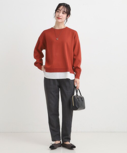 SHOO・LA・RUE（シューラルー）の「【S-LL/洗える】一枚で簡単こなれ見え スポンディッシュ 裾レイヤード風ニット【CIRCRIC】（ニット/セーター・レディース・ライトパープル/ブルー系その他/レンガ/ブラック/グレー・01/02/03/04）」の8枚目の写真