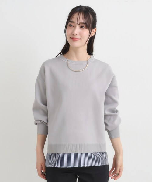 SHOO・LA・RUE（シューラルー）の「【S-LL/洗える】一枚で簡単こなれ見え スポンディッシュ 裾レイヤード風ニット【CIRCRIC】（ニット/セーター・レディース・ライトパープル/ブルー系その他/レンガ/ブラック/グレー・01/02/03/04）」の18枚目の写真