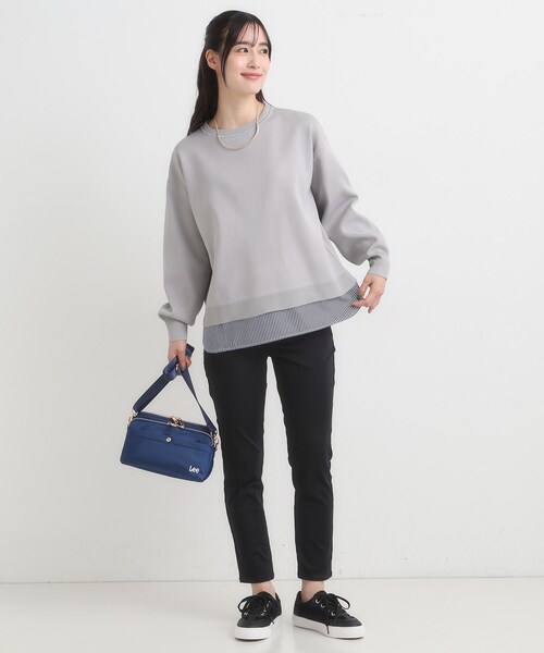 SHOO・LA・RUE（シューラルー）の「【S-LL/洗える】一枚で簡単こなれ見え スポンディッシュ 裾レイヤード風ニット【CIRCRIC】（ニット/セーター・レディース・ライトパープル/ブルー系その他/レンガ/ブラック/グレー・01/02/03/04）」の20枚目の写真