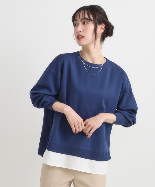 SHOO・LA・RUE（シューラルー）の「【S-LL/洗える】一枚で簡単こなれ見え スポンディッシュ 裾レイヤード風ニット【CIRCRIC】（ニット/セーター・レディース・ライトパープル/ブルー系その他/レンガ/ブラック/グレー・01/02/03/04）」の22枚目の写真