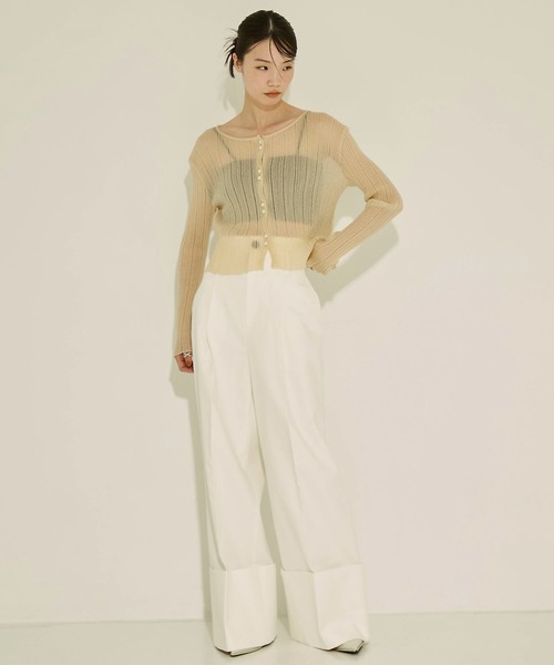 極美品✨ STUDIOUS ストゥデオズ シアーリブニットカーディガン STUDIOUS/ステュディオス】SHEER RANDOM LIB KNIT/シアー