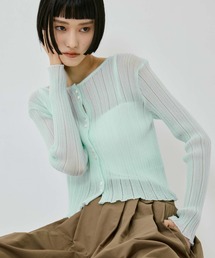 STUDIOUS（ステュディオス）の「【STUDIOUS/ステュディオス】SHEER RANDOM LIB KNIT/シアーランダムリブニット/カーディガン/ウォッシャブル/脚長効果（ニット/セーター）」