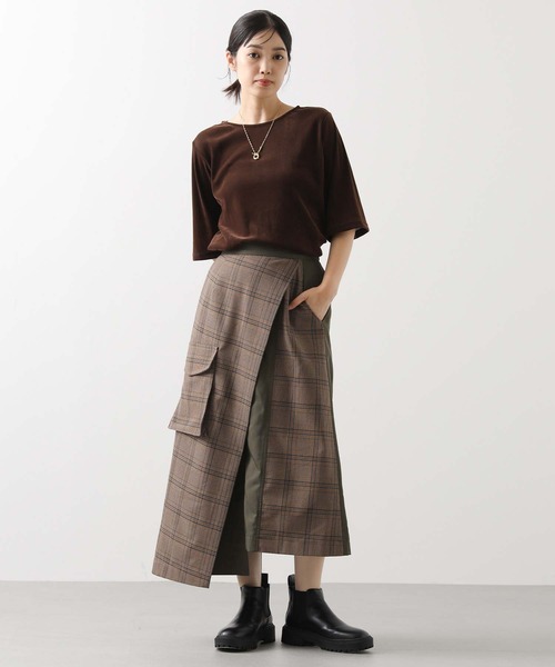 MARECHAL TERRE（マルシャルテル）の「チェックコンビアシメＡラインスカート（スカート・レディース・ベージュ系・FREE）」の3枚目の写真