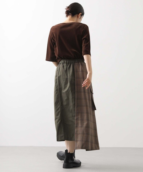 MARECHAL TERRE（マルシャルテル）の「チェックコンビアシメＡラインスカート（スカート・レディース・ベージュ系・FREE）」の5枚目の写真