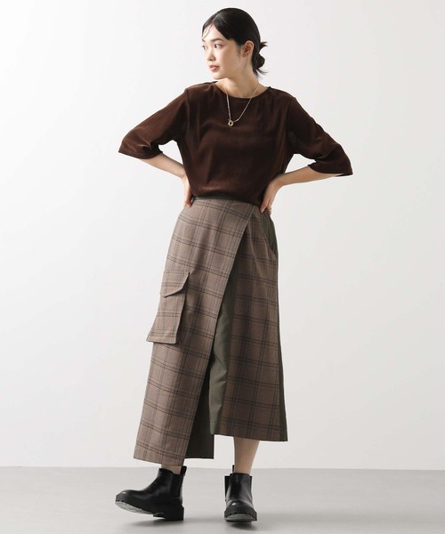 MARECHAL TERRE（マルシャルテル）の「チェックコンビアシメＡラインスカート（スカート・レディース・ベージュ系・FREE）」の7枚目の写真