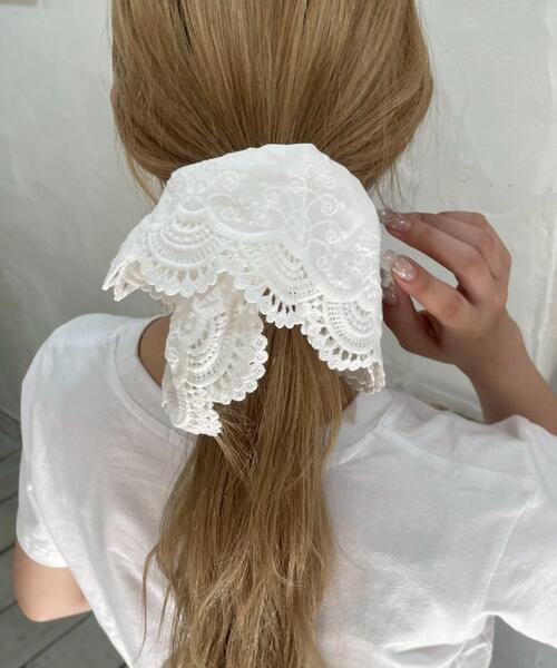 WEGO（ウィゴー）の「WEGO/ダブルレースシュシュ（シュシュ・レディース・ホワイト・FREE）」の2枚目の写真