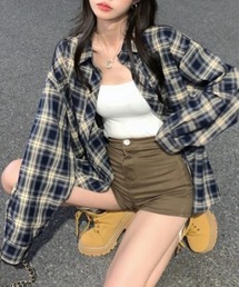 格子チェックオーバーサイズシャツ