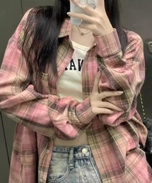 格子チェックオーバーサイズシャツ