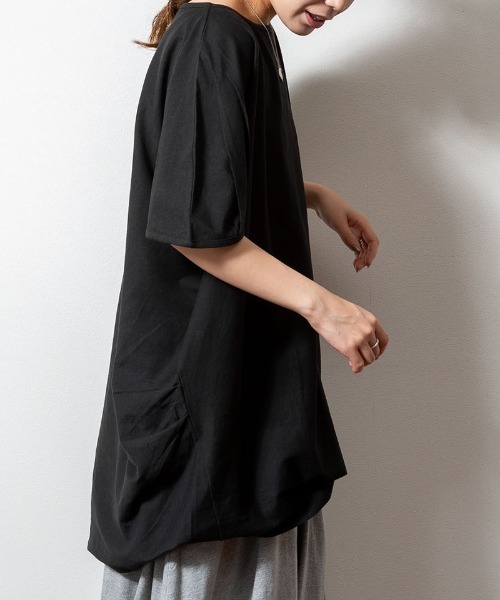 RCD(アールシーディー)の「チュニック丈アシメプルオーバー(Tシャツ/カットソー・レディース・ホワイト/ブラック/カーキ/チャコールグレー/ライトブラウン・LL~3L/M-L)」の15枚目の写真