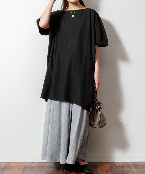 RCD(アールシーディー)の「チュニック丈アシメプルオーバー(Tシャツ/カットソー・レディース・ホワイト/ブラック/カーキ/チャコールグレー/ライトブラウン・LL~3L/M-L)」の22枚目の写真