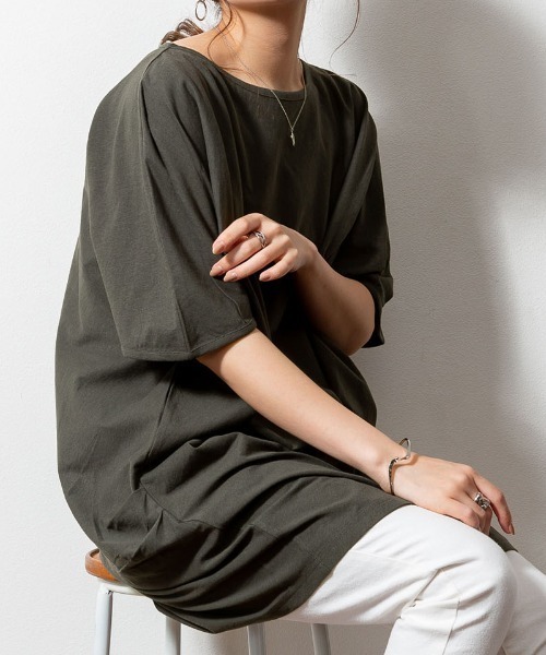 RCD(アールシーディー)の「チュニック丈アシメプルオーバー(Tシャツ/カットソー・レディース・ホワイト/ブラック/カーキ/チャコールグレー/ライトブラウン・LL~3L/M-L)」の17枚目の写真