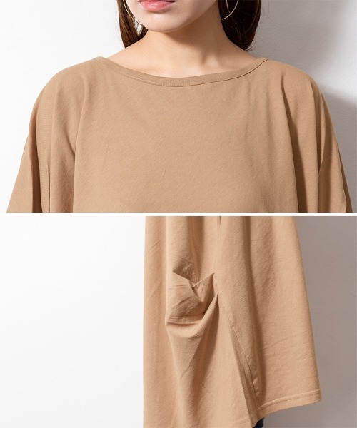 RCD(アールシーディー)の「チュニック丈アシメプルオーバー(Tシャツ/カットソー・レディース・ホワイト/ブラック/カーキ/チャコールグレー/ライトブラウン・LL~3L/M-L)」の9枚目の写真