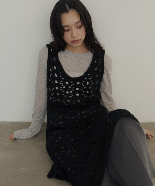 新品　PGG パイルメッシュワンピース レディース0 セール】メッシュニットワンピース（ワンピース）｜hellam（へラム）の