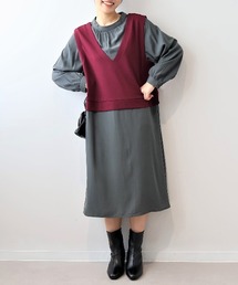 MB mint breeze（エムビーミントブリーズ）の「【L～5L 大きいサイズ】ベストレイヤードバンドカラーワンピース（ワンピース）」