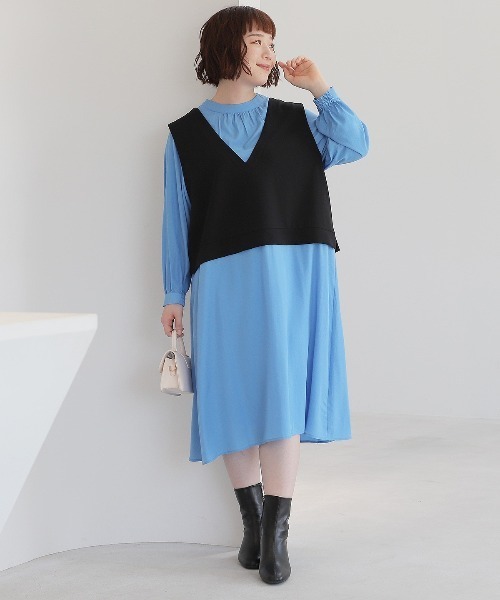 フルールbyミントブリーズ] 大きいサイズ メタルパーツ付き Aライン