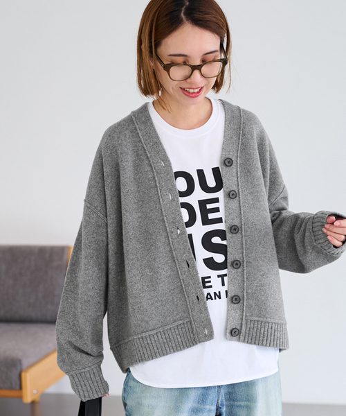 トランスワークのウォッシャブル Vネック ボレロカーディガン size40 トランスワークのウォッシャブル Vネック ボレロカーディガン