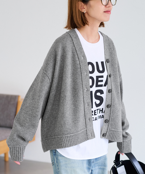 FRAMeWORK（フレームワーク）の「AQUA Vネックカーディガン（カーディガン/ボレロ・レディース・キャメル/グレー・FREE）」の9枚目の写真