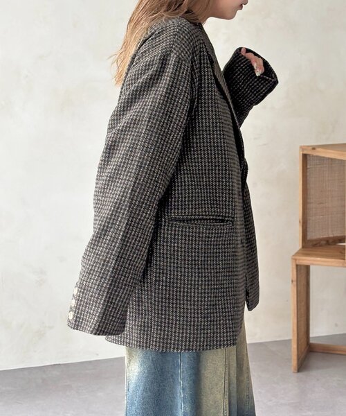 CPCM（シーピーシーエム）の「缶バッジ付きツイードテーラードジャケット（テーラードジャケット・レディース・ブラウン系その他/グレー/ブラウン・FREE/LARGE）」の8枚目の写真