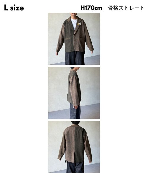 CPCM（シーピーシーエム）の「缶バッジ付きツイードテーラードジャケット（テーラードジャケット・レディース・ブラウン系その他/グレー/ブラウン・FREE/LARGE）」の14枚目の写真