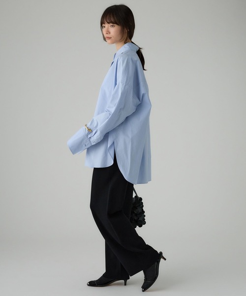 BABYLONE ニュアンスオーバーシャツ　サックスブルー セール】ニュアンスオーバーシャツ（シャツ/ブラウス）｜BABYLONE