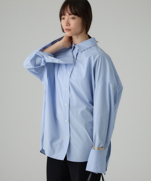 BABYLONE(バビロン)の「ニュアンスオーバーシャツ(シャツ/ブラウス・レディース・ストライプ/ベージュ/サックスブルー/ホワイト/ブラウン・フリー)」の10枚目の写真