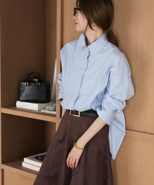 BABYLONE(バビロン)の「ニュアンスオーバーシャツ(シャツ/ブラウス・レディース・ストライプ/ベージュ/サックスブルー/ホワイト/ブラウン・フリー)」の7枚目の写真