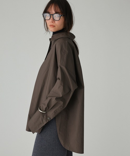 BABYLONE(バビロン)の「ニュアンスオーバーシャツ(シャツ/ブラウス・レディース・ストライプ/ベージュ/サックスブルー/ホワイト/ブラウン・フリー)」の13枚目の写真