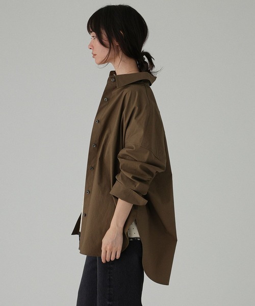 BABYLONE(バビロン)の「ニュアンスオーバーシャツ(シャツ/ブラウス・レディース・ストライプ/ベージュ/サックスブルー/ホワイト/ブラウン・フリー)」の9枚目の写真
