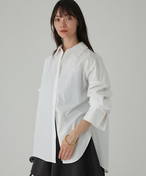 BABYLONE(バビロン)の「ニュアンスオーバーシャツ(シャツ/ブラウス・レディース・ストライプ/ベージュ/サックスブルー/ホワイト/ブラウン・フリー)」の14枚目の写真