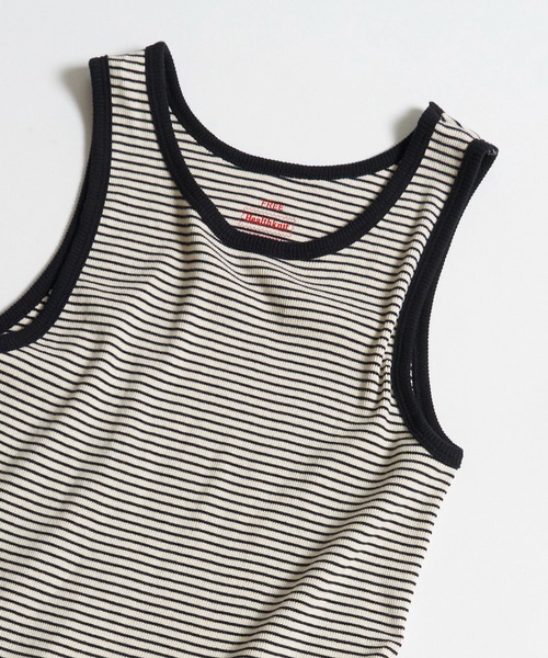 Healthknit(ヘルスニット)の「【Healthknit】Tubular American sleeve Tanktop ボーダー タンクトップ ヘルスニット(タンクトップ・レディース・ライトブルー/カーキ/アイボリー/ヘザーグレー・FREE)」の2枚目の写真
