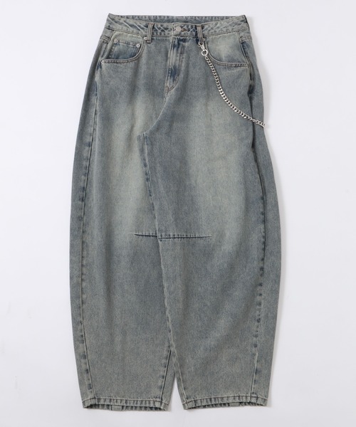 WEGO（ウィゴー）の「WEGO/チェーン付きバルーンデニムパンツ（デニムパンツ・メンズ・スカイブルー/ブラック系3/ブラウン・MEDIUM/LARGE）」の12枚目の写真