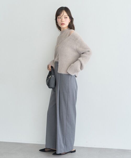 earth music&ecology（アースミュージックアンドエコロジー）の「SET2点チャーム付きシャギーニット＋インナー（ニット/セーター・レディース・ライトグレー/チャコールグレー/ライトベージュ/ピンクベージュ・FREE）」の12枚目の写真