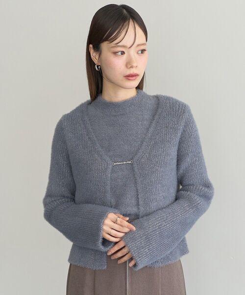 earth music&ecology（アースミュージックアンドエコロジー）の「SET2点チャーム付きシャギーニット＋インナー（ニット/セーター・レディース・ライトグレー/チャコールグレー/ライトベージュ/ピンクベージュ・FREE）」の16枚目の写真