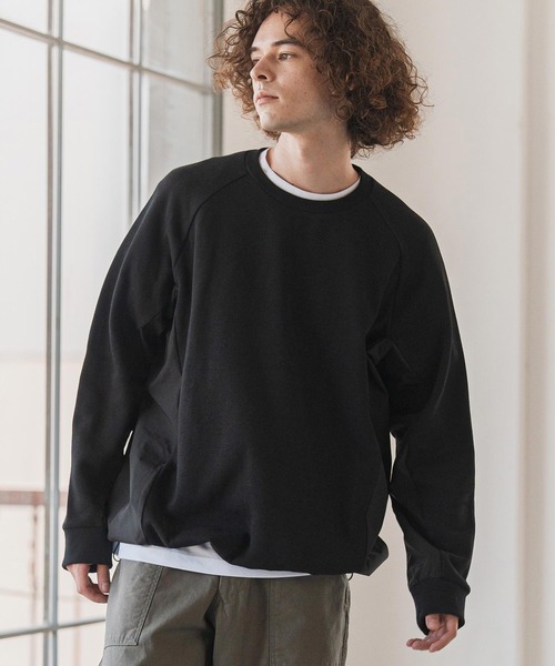 mlt5413- 異素材切替ラグランスリーブカットソー（Tシャツ/カットソー