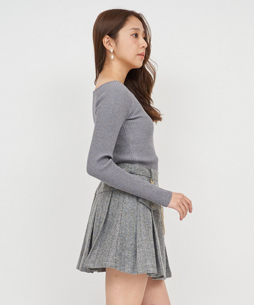 ROYAL PARTY(ロイヤルパーティー)の「ウォッシャブルオープンネック長袖ニットトップス(ニット/セーター・レディース・ブラック/マルチ/オフホワイト/グレー/ボルドー・FREE)」の6枚目の写真