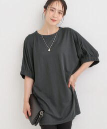 【S-LL/体型カバー】さらさらタッチが心地よい コクーンシルエットチュニック