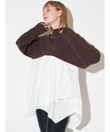 ELENDEEK | アシンメトリードッキングニット(ニット/セーター)