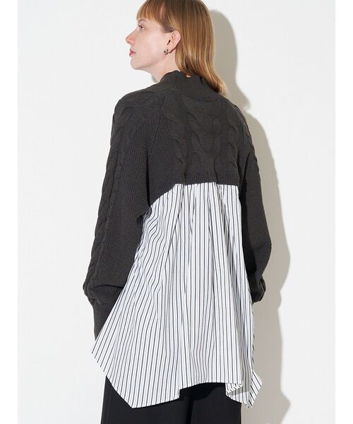 ELENDEEK(エレンディーク)の「アシンメトリードッキングニット(ニット/セーター・レディース・ブラック/ブラウン/グレー・FREE)」の3枚目の写真