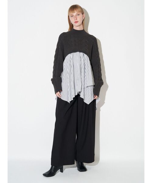 ELENDEEK(エレンディーク)の「アシンメトリードッキングニット(ニット/セーター・レディース・ブラック/ブラウン/グレー・FREE)」の8枚目の写真