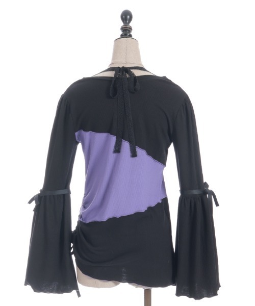 NIBBLE POISON(ニブルポイズン)の「ツギハギフレア袖プルオーバー(Tシャツ/カットソー・レディース・グレー/パープル/ワイン・MEDIUM)」の11枚目の写真