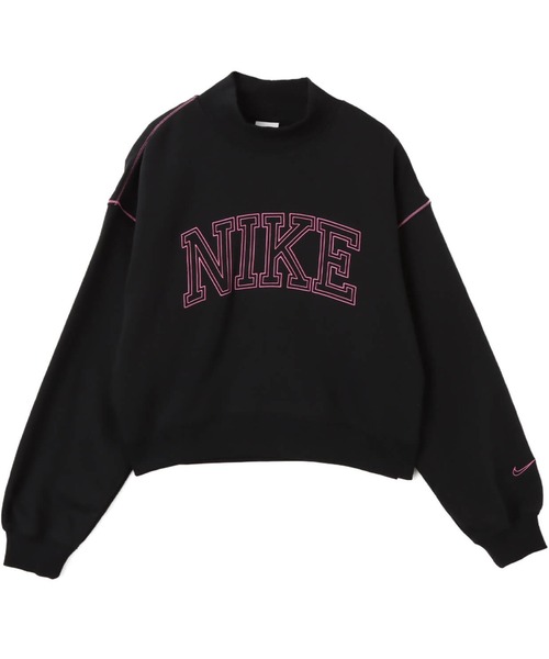 NIKE(ナイキ)の「NIKE AS W NSW PHNX FLC LOGO MOCK NE / ナイキ ウィメンズ NSW PHNX モック フリース L/S トップロゴ NE 【SP】(スウェット・レディース・ブラック/ピンク・S/M/L)」の1枚目の写真