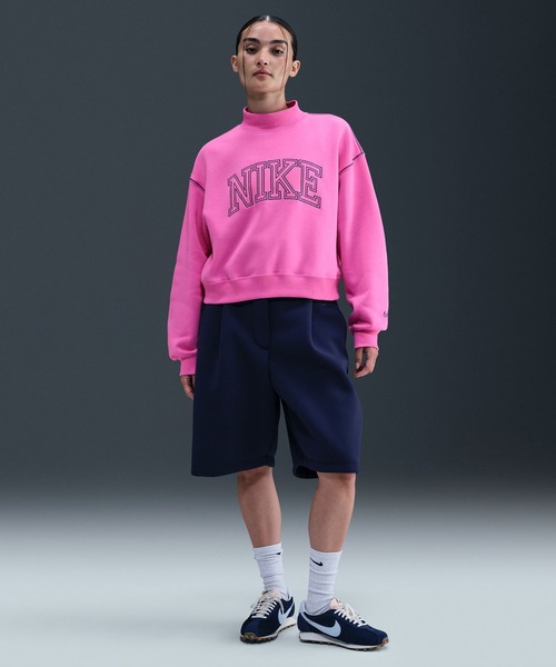 NIKE(ナイキ)の「NIKE AS W NSW PHNX FLC LOGO MOCK NE / ナイキ ウィメンズ NSW PHNX モック フリース L/S トップロゴ NE 【SP】(スウェット・レディース・ブラック/ピンク・S/M/L)」の9枚目の写真
