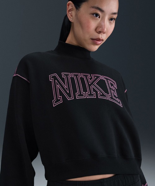 NIKE(ナイキ)の「NIKE AS W NSW PHNX FLC LOGO MOCK NE / ナイキ ウィメンズ NSW PHNX モック フリース L/S トップロゴ NE 【SP】(スウェット・レディース・ブラック/ピンク・S/M/L)」の10枚目の写真